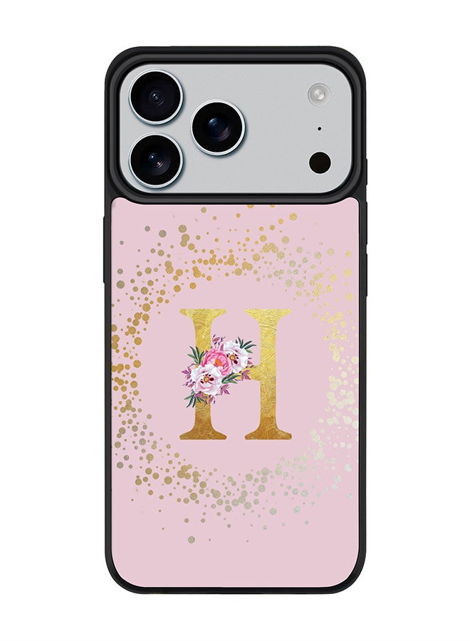 Stylizedd iPhone 17 Pro Max Case, [Compatible with MagSafe] Slim Magnetic cover Phone Case iPhone 17 Pro Max -Custom Monogram Floral - H  (Pink ) - Image 1