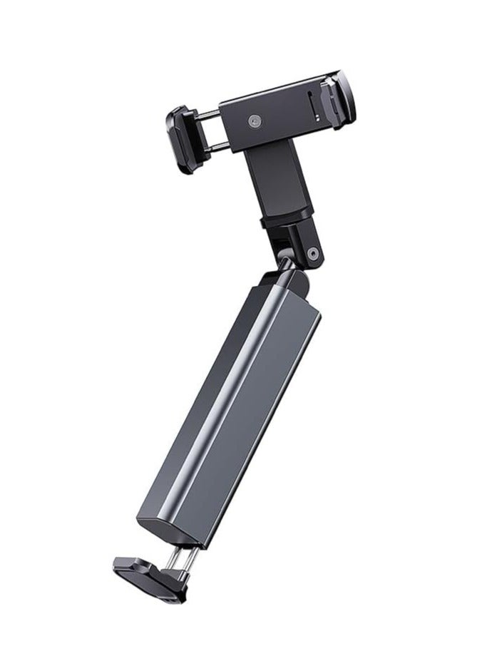 ELTRAZONE Universal Airplane Phone Holder – Portable Foldable Travel Stand with Magic Clamp for Desk & Movies, Compact & Travel-Friendly, Compatible with iPhone, Samsung & More (Grey) - Image 1