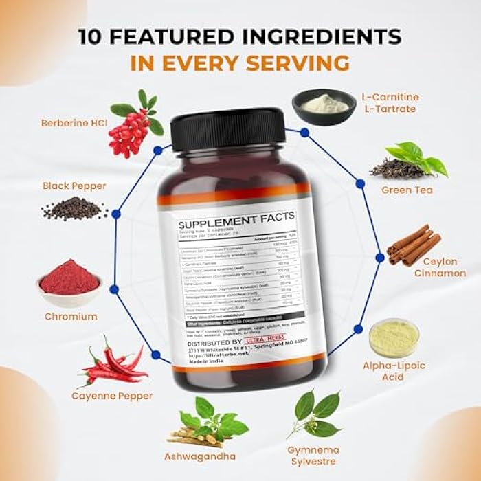 ULTRA HERBS Ultra Burn Prime 1730 mg – 10-in-1 with Berberine, Ceylon Cinnamon, L-Carnitine, ALA, Green Tea & Gymnema – Supports Metabolism, Energy & Digestive Balance – 150 Capsules - Image 4