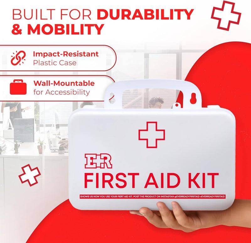 Ever Ready First Aid Class B OSHA ANSI Compliant First Aid Kit  Emergency Medical Supplies in WallMountable Plastic Case for Workplace Office Home  190 Piece - Image 5
