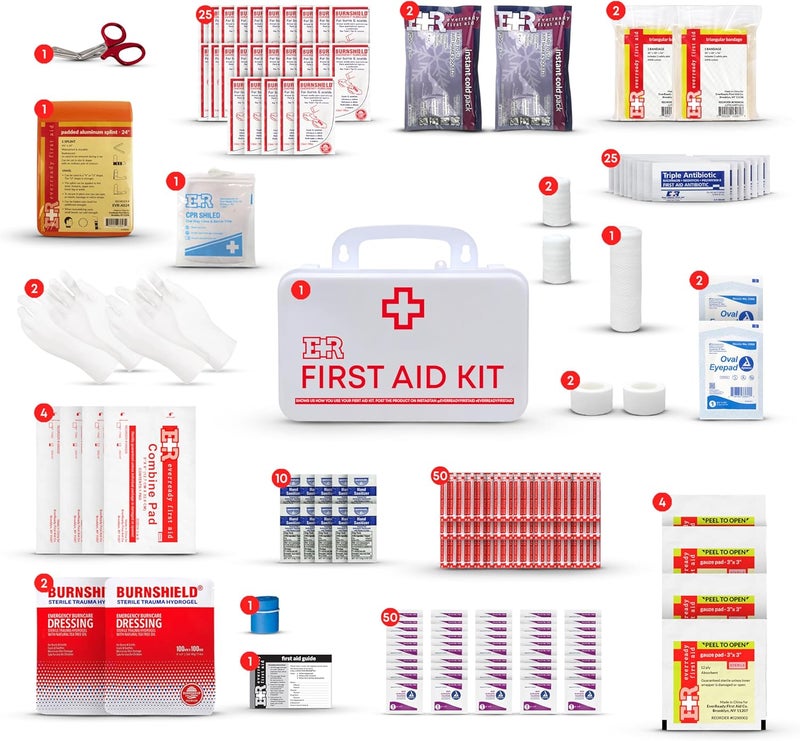 Ever Ready First Aid Class B OSHA ANSI Compliant First Aid Kit  Emergency Medical Supplies in WallMountable Plastic Case for Workplace Office Home  190 Piece - Image 3