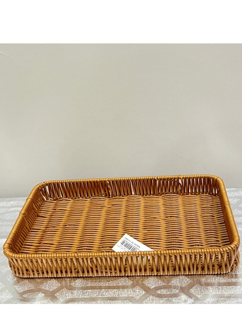 صينية مربعة من الخيزران الصناعي بني - Image 3