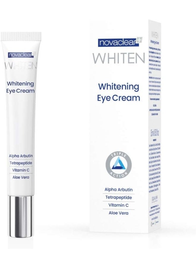Novaclear Whitening Eye Cream 15ml – Brightening & Hydrating Eye Treatment with Alpha Arbutin, Tetrapeptide, Vitamin C & Aloe Vera - Image 2