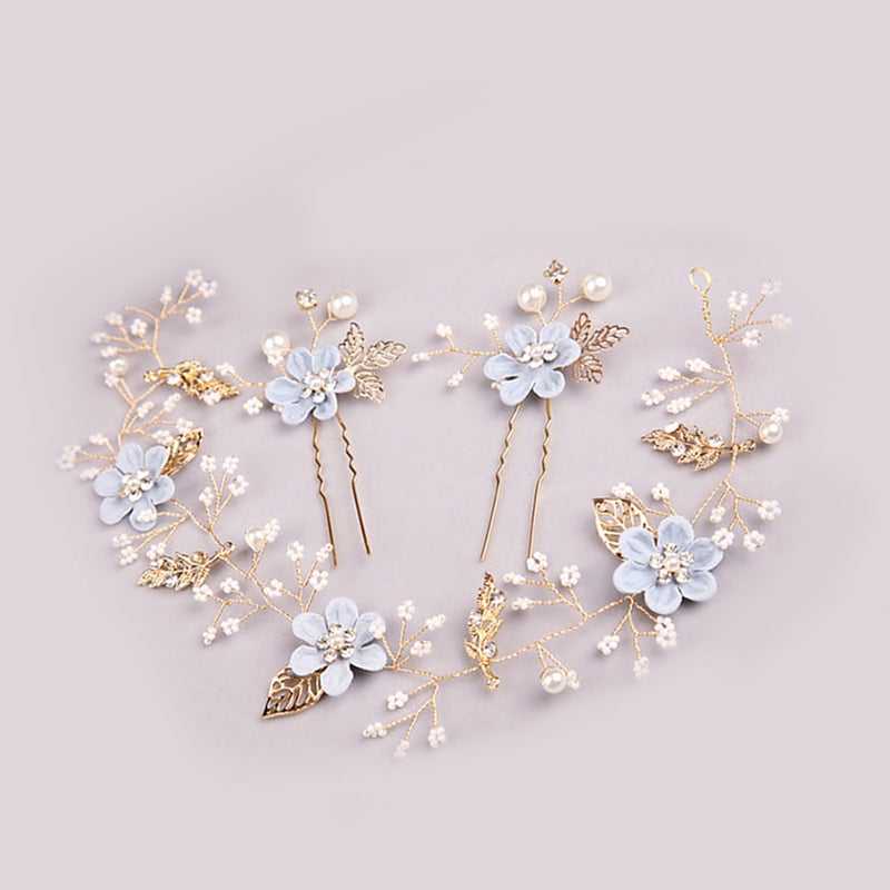 3PCS Bridal Headband Hairpins Set Headpiece U Shape Hair Pin Jewelry Set for Wedding Party ( ) - Image 5