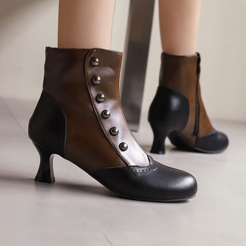 Sweet Bow Middle Heel 40-50 Plus Size Burned Flower Middle Tube Knights Boots Women - Image 3