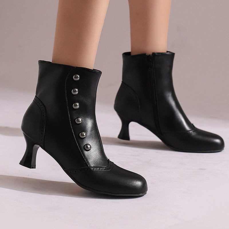 Sweet Bow Middle Heel 40-50 Plus Size Burned Flower Middle Tube Knights Boots Women - Image 4