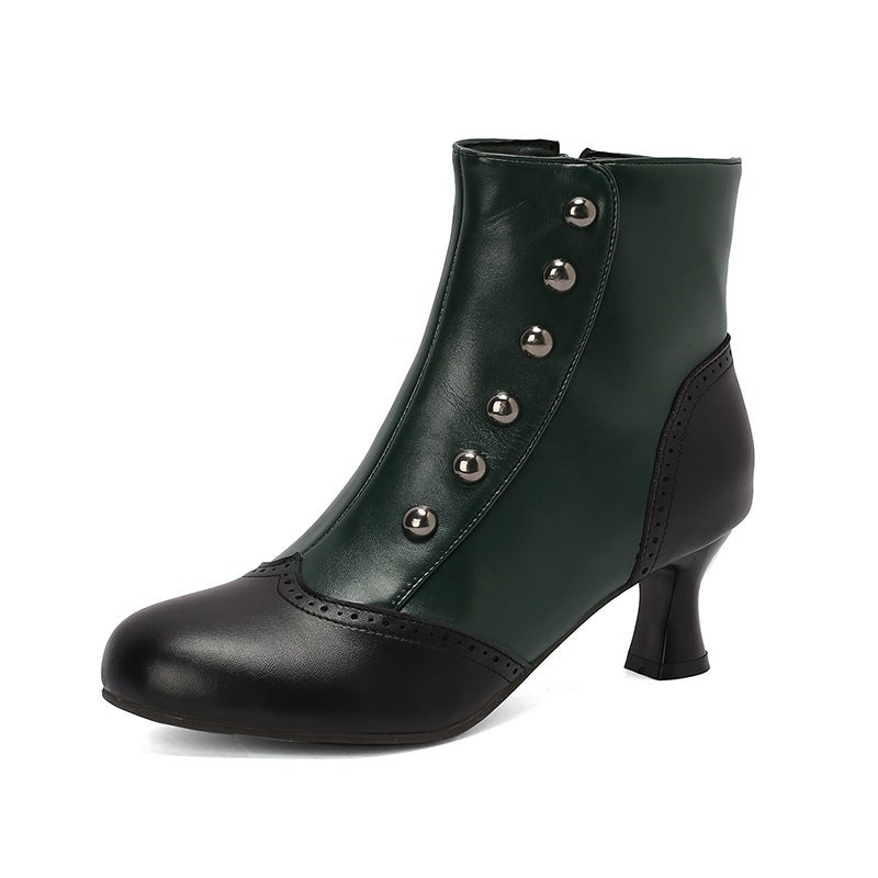 Sweet Bow Middle Heel 40-50 Plus Size Burned Flower Middle Tube Knights Boots Women - Image 1