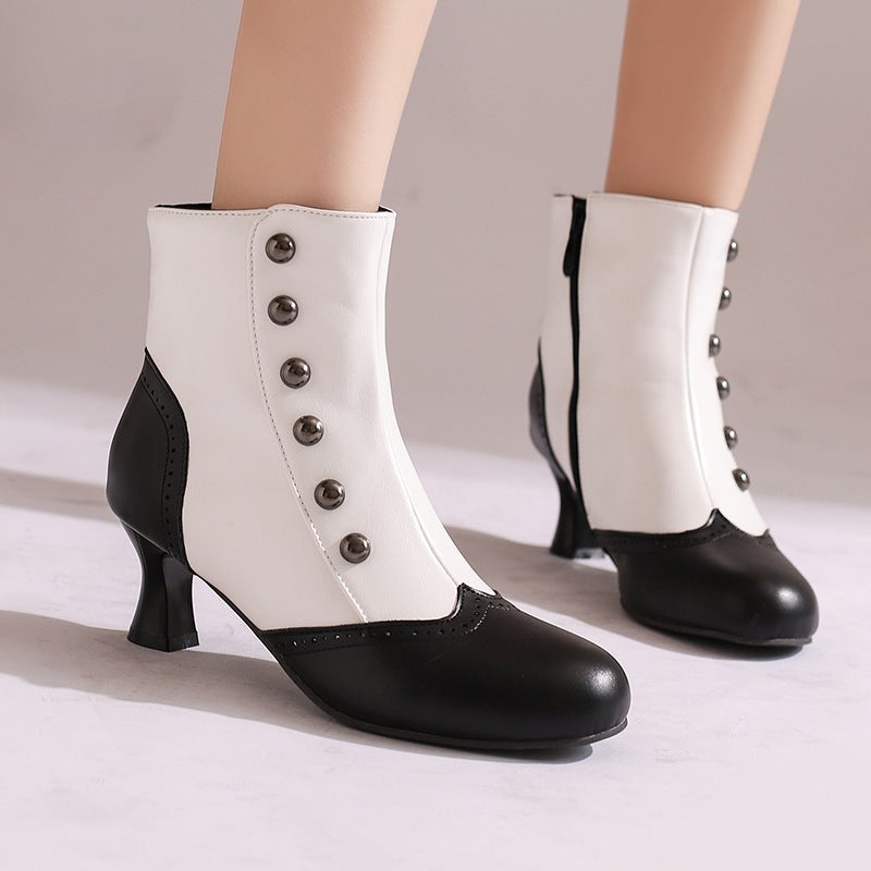 Sweet Bow Middle Heel 40-50 Plus Size Burned Flower Middle Tube Knights Boots Women - Image 2