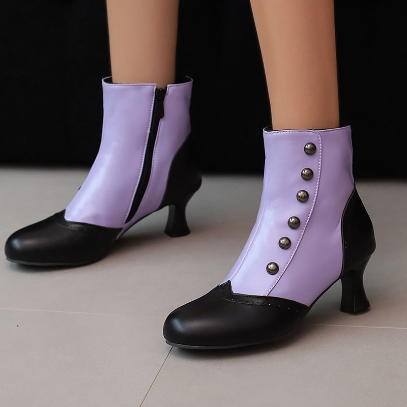 Sweet Bow Middle Heel 40-50 Plus Size Burned Flower Middle Tube Knights Boots Women - Image 5