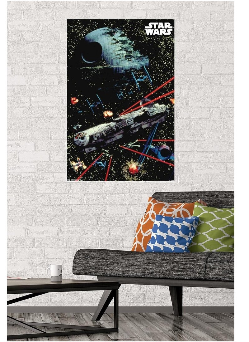 مؤسسة فكرة اليوم - ملصق حائط معركة الفضاء من Star Wars: Saga، مقاس 22.375 بوصة × 34 بوصة، إصدار بدون إطار - Image 1