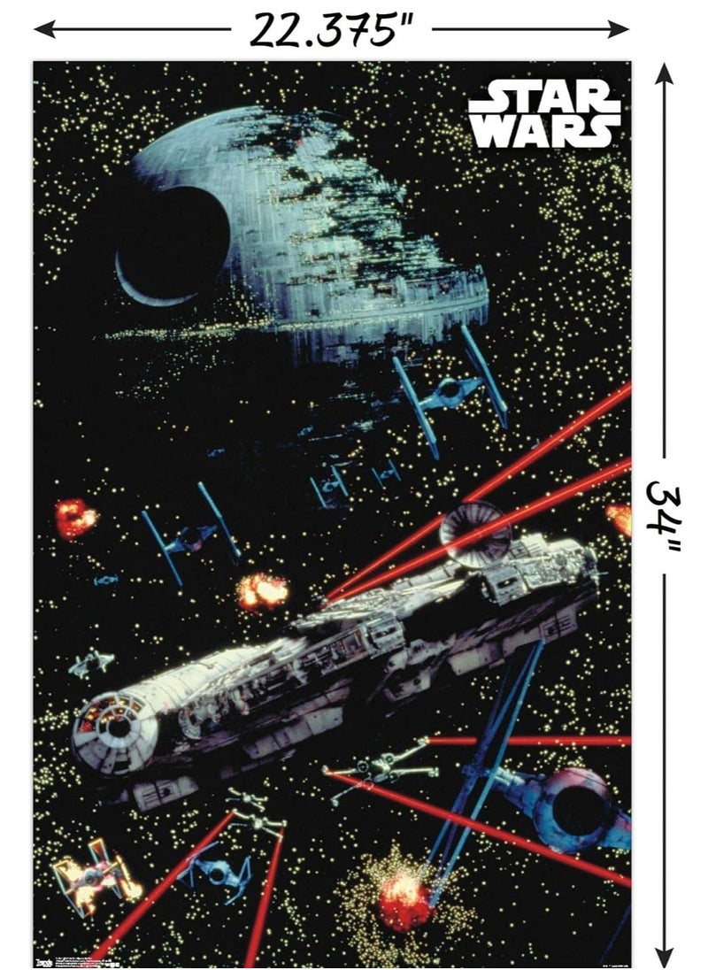 مؤسسة فكرة اليوم - ملصق حائط معركة الفضاء من Star Wars: Saga، مقاس 22.375 بوصة × 34 بوصة، إصدار بدون إطار - Image 1