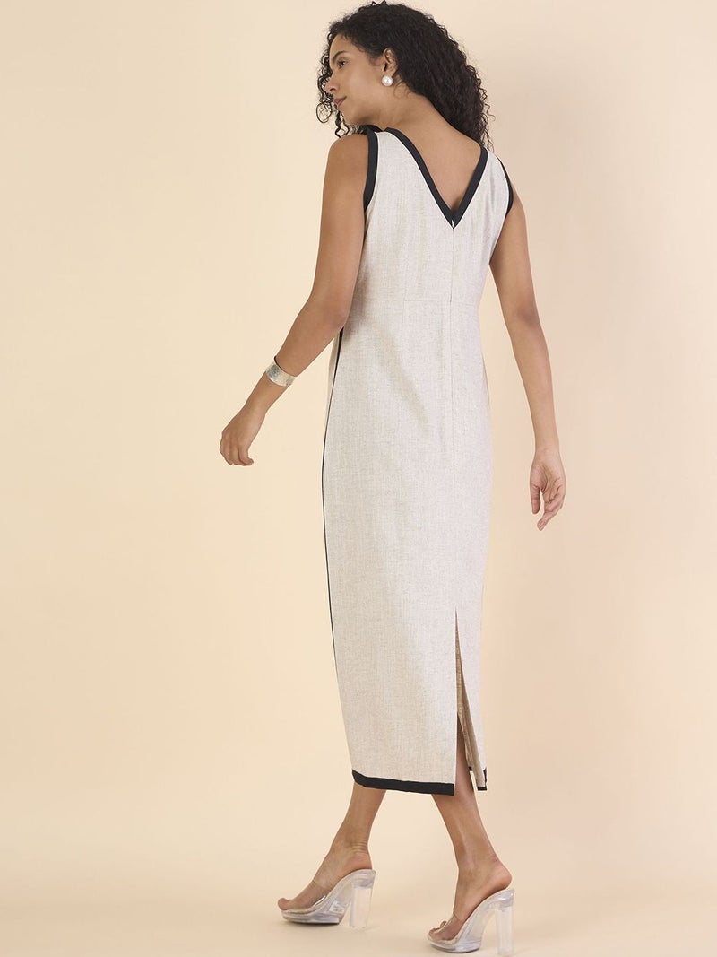 Powersutra Off White Linen Maxi Dress For Women - Image 5
