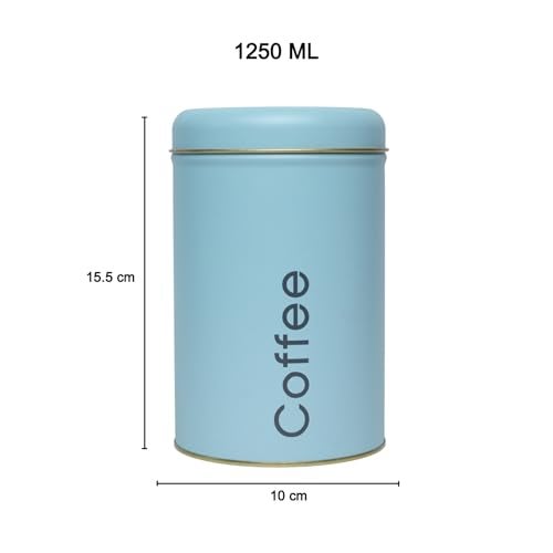 MARKET 99 Turquoise Metal Coffee, Tea and Sugar Storage Jar Set of 3 (1000ml Each) | Leak-Proof Cylindrical Kitchen Storage Containers for Dry Food | Stylish Food Canister Set for Pantry Organization - Image 5