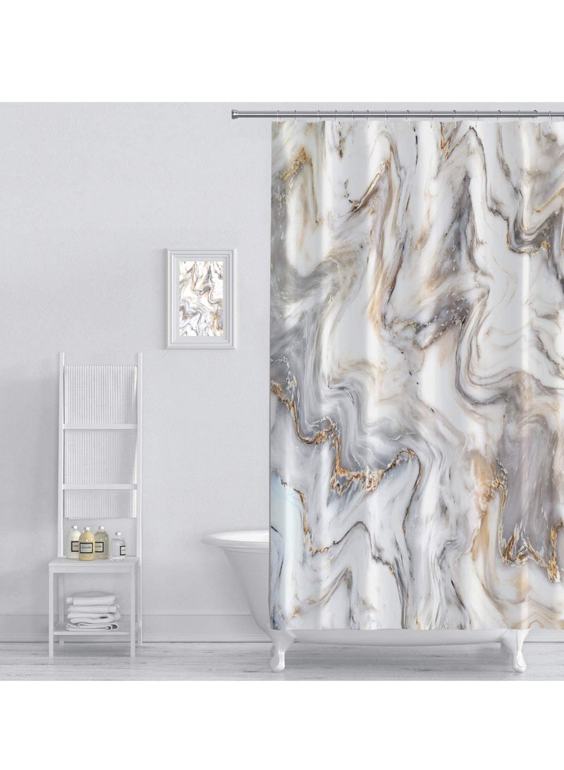 KASTWAVE Grey Gold Marble Shower Curtain Liner 70 x 70in , Waterproof Abstract Modern Shower Curtain for Standard Bathtub, Luxury Shower Curtain for Bathroom Decor, Washable Fabric Shower Curtain Set  - Image 1