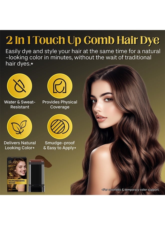 IKZEE Long - Lasting Hairdressing Wand, Disposable Hair Color Stick Advanced Non Irritating and Smudge Proof Formula Quick Root and Sideburn Touch Up Hair Color Stick 02# Light Brown 20g - Image 3