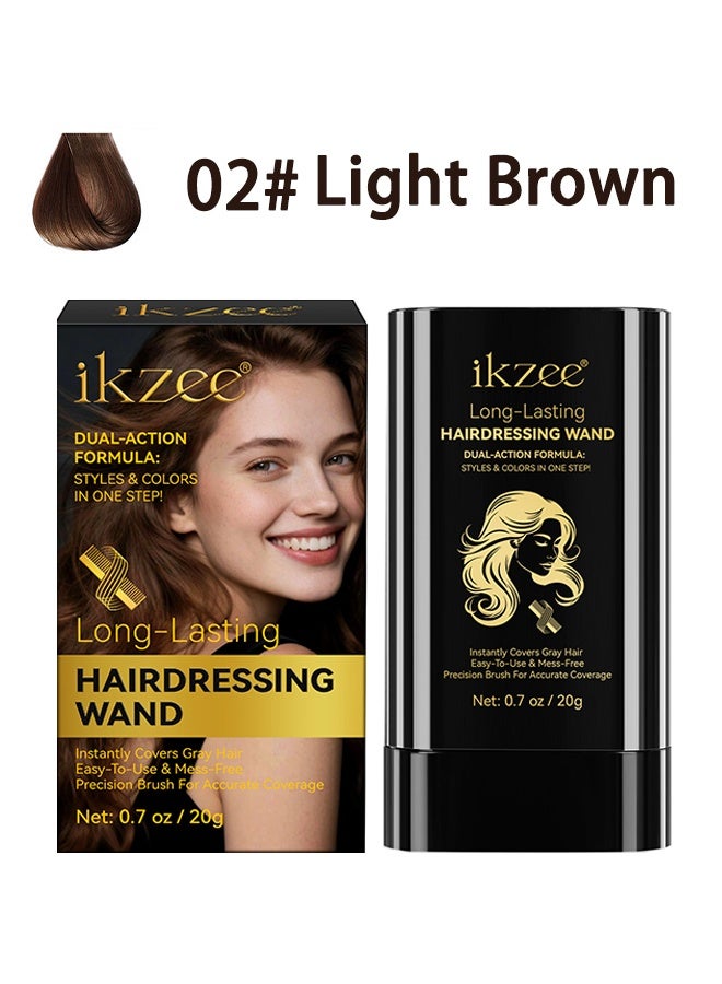 IKZEE Long - Lasting Hairdressing Wand, Disposable Hair Color Stick Advanced Non Irritating and Smudge Proof Formula Quick Root and Sideburn Touch Up Hair Color Stick 02# Light Brown 20g - Image 2