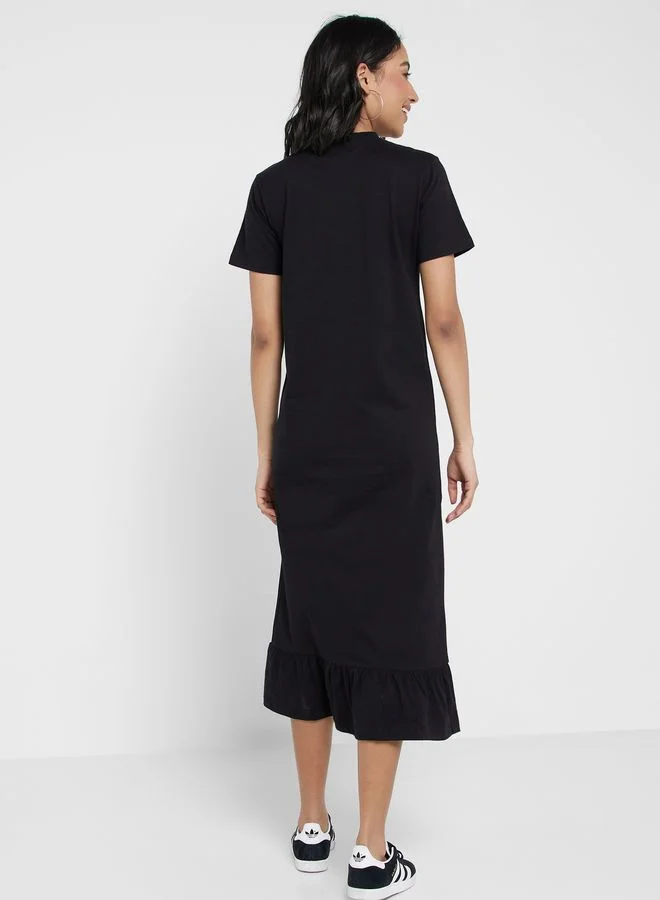 Ginger Basics Midi T-shirt Dress with Frill Hem