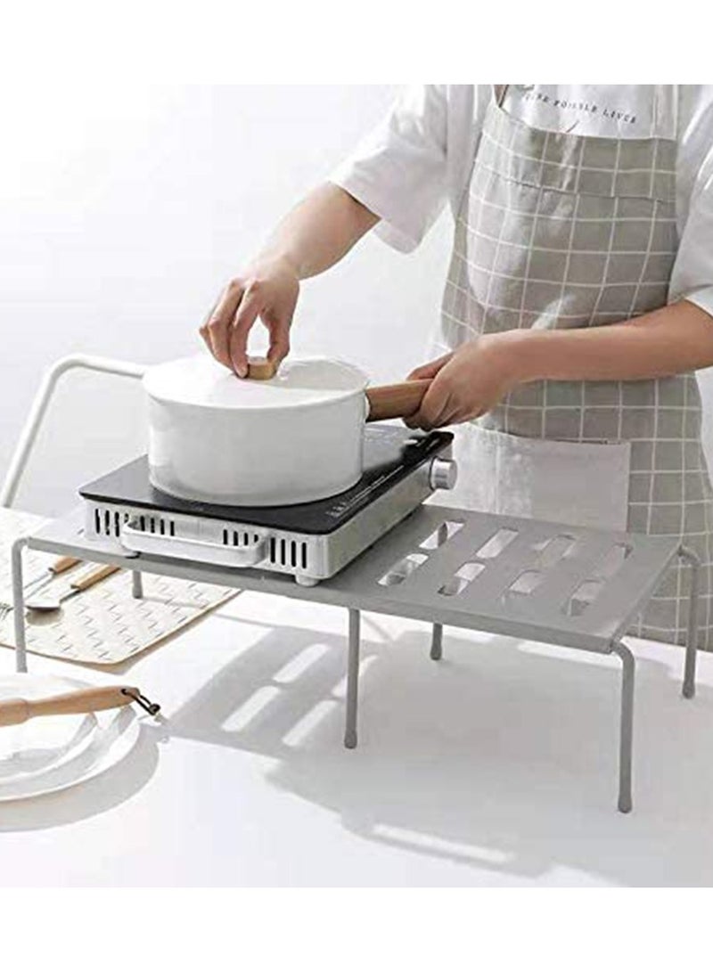 Expandable Kitchen Storage Shelf Rack Stackable Pantry Shelves Kitchen Cabinet Counter Shelf Cupboard Storage Organizer Space Saving for Tableware Seasoning - Image 4