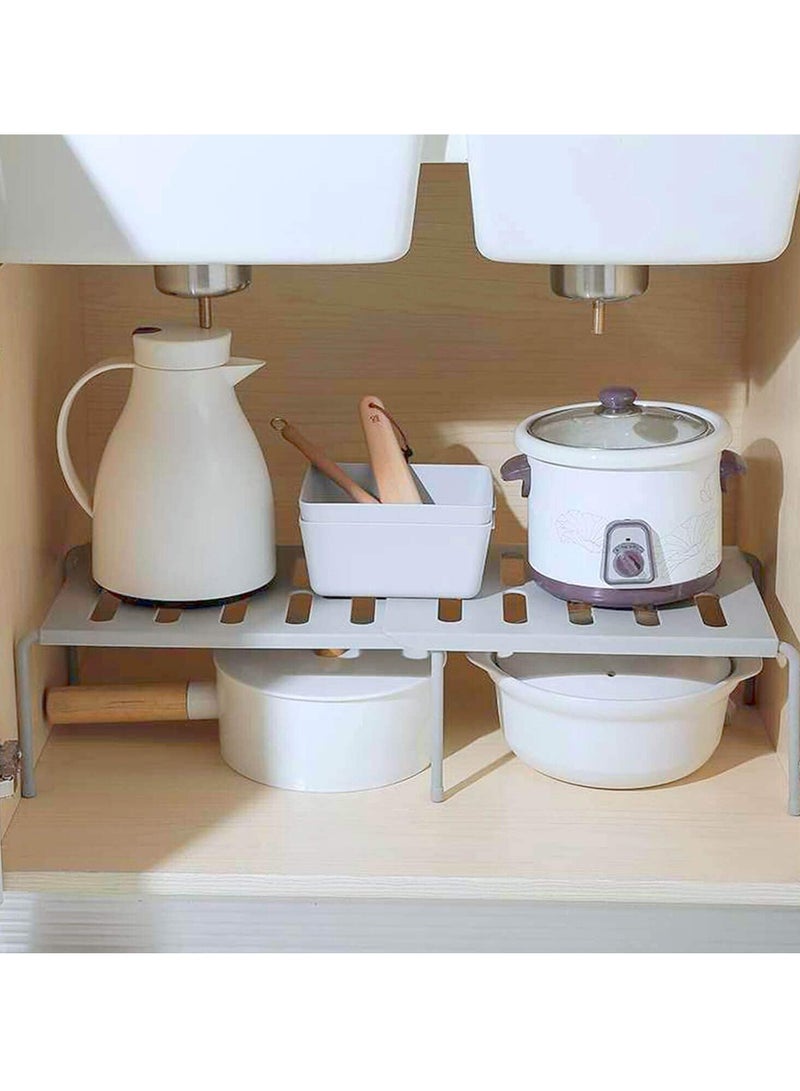 Expandable Kitchen Storage Shelf Rack Stackable Pantry Shelves Kitchen Cabinet Counter Shelf Cupboard Storage Organizer Space Saving for Tableware Seasoning - Image 5