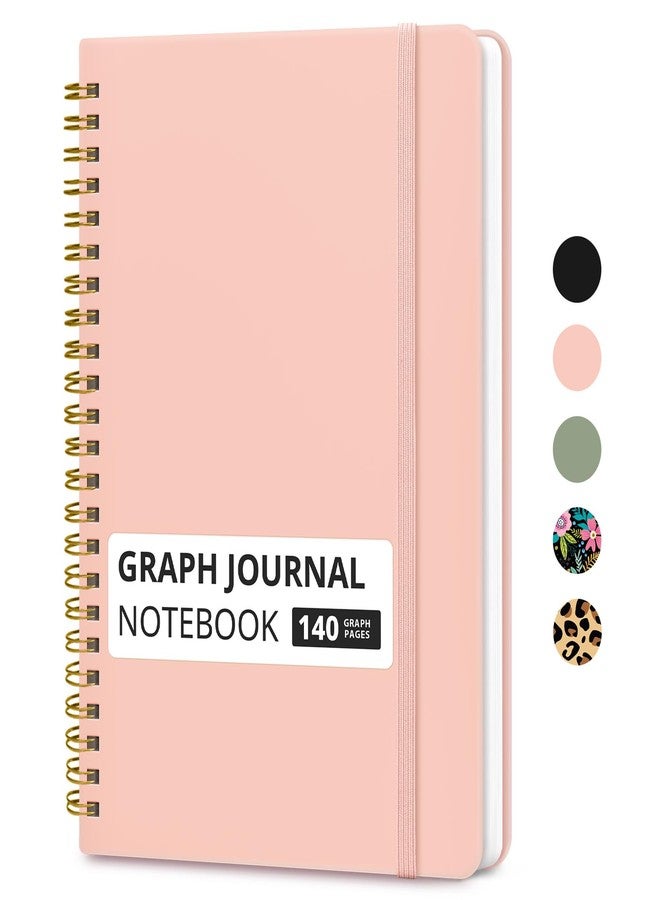 Taja Graph Spiral Journal Notebook for Women & Men, 140 Pages, Graph Paper Hardcover Notebook for Planning & Tracking, Journals for Graphing, A5(6"x8") - Pink - Image 1
