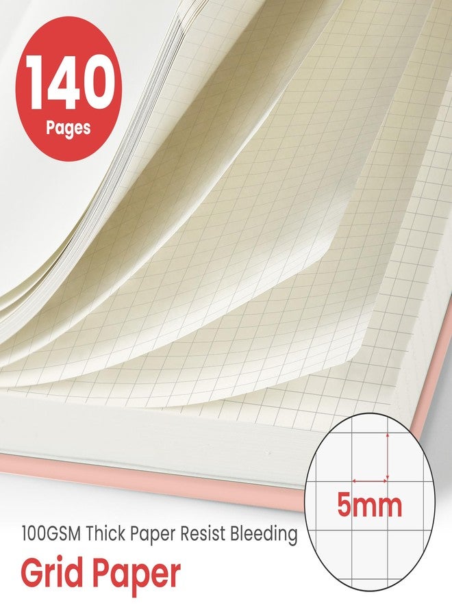 Taja Graph Spiral Journal Notebook for Women & Men, 140 Pages, Graph Paper Hardcover Notebook for Planning & Tracking, Journals for Graphing, A5(6"x8") - Pink - Image 2