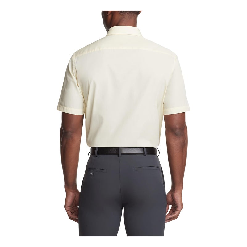 Van Heusen Men's Short Sleeve Dress Shirt Regular Fit Poplin Solid, Lemon Glaze, 18" Neck - Image 2