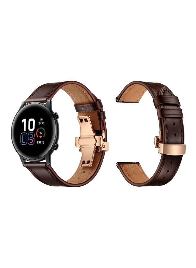 NIBEMINENT Replacement Band For Honor MagicWatch 2 42mm Dark Brown/Rose Gold - Image 3