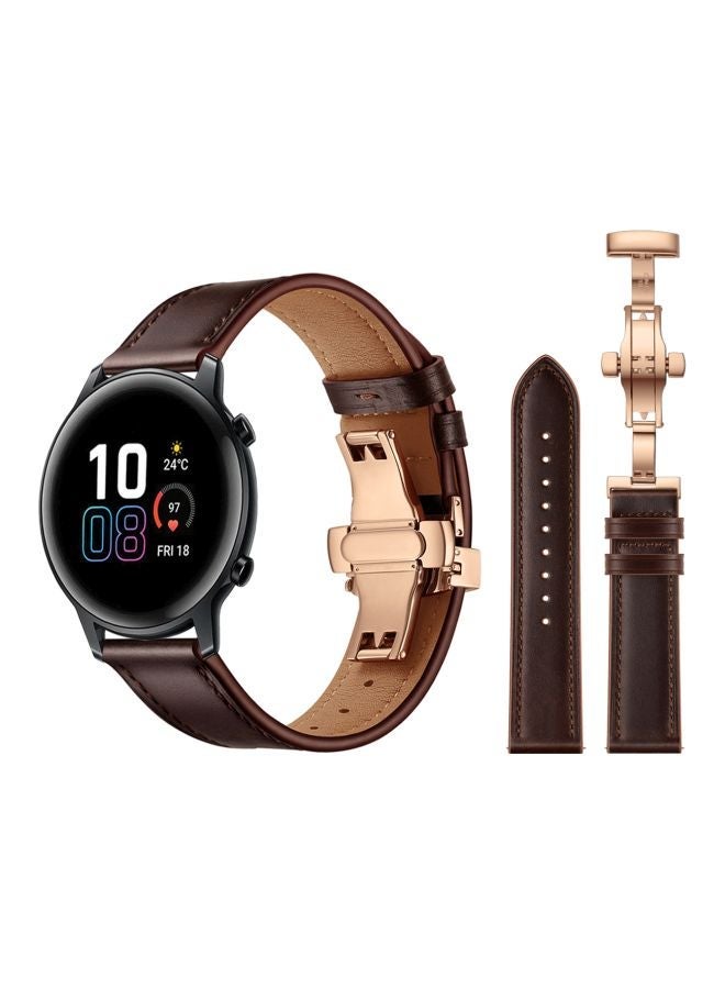 NIBEMINENT Replacement Band For Honor MagicWatch 2 42mm Dark Brown/Rose Gold - Image 2