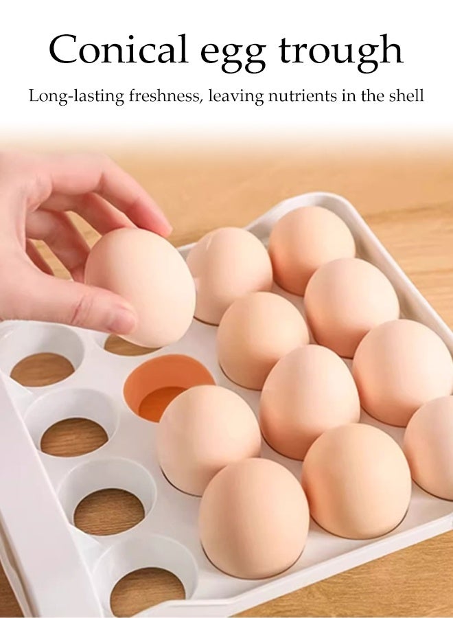 DUNISO 32 Grid Egg Holder Egg Storage Drawer Container 3 layer drawer Household Egg Storage Box Stackable Egg Storage Tray Shockproof and Drop-Proof Food Storage Container Plastic Egg Basket Organiser for Refrigerator - Image 2