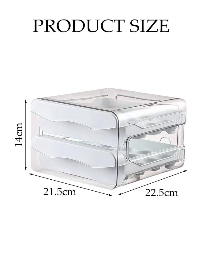 DUNISO 32 Grid Egg Holder Egg Storage Drawer Container 3 layer drawer Household Egg Storage Box Stackable Egg Storage Tray Shockproof and Drop-Proof Food Storage Container Plastic Egg Basket Organiser for Refrigerator - Image 4