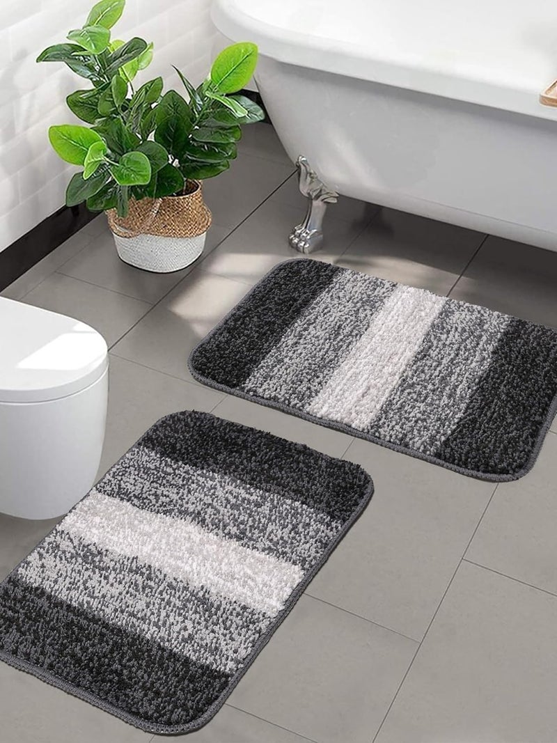 Status Contract Status Microfiber Anti Slip Floor Door Mat in Home Kitchen Office Entrance Mats (38x58 cm) (Black & White) - Image 2