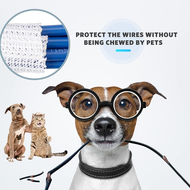 AGPtek White Cable Sleeve Cover, 10ft - 1.5inch, AGPTEK Cord Management System for Desk PC TV Computer Projector Wires Protection and Organization, Home, Theater and Office, White - Image 5