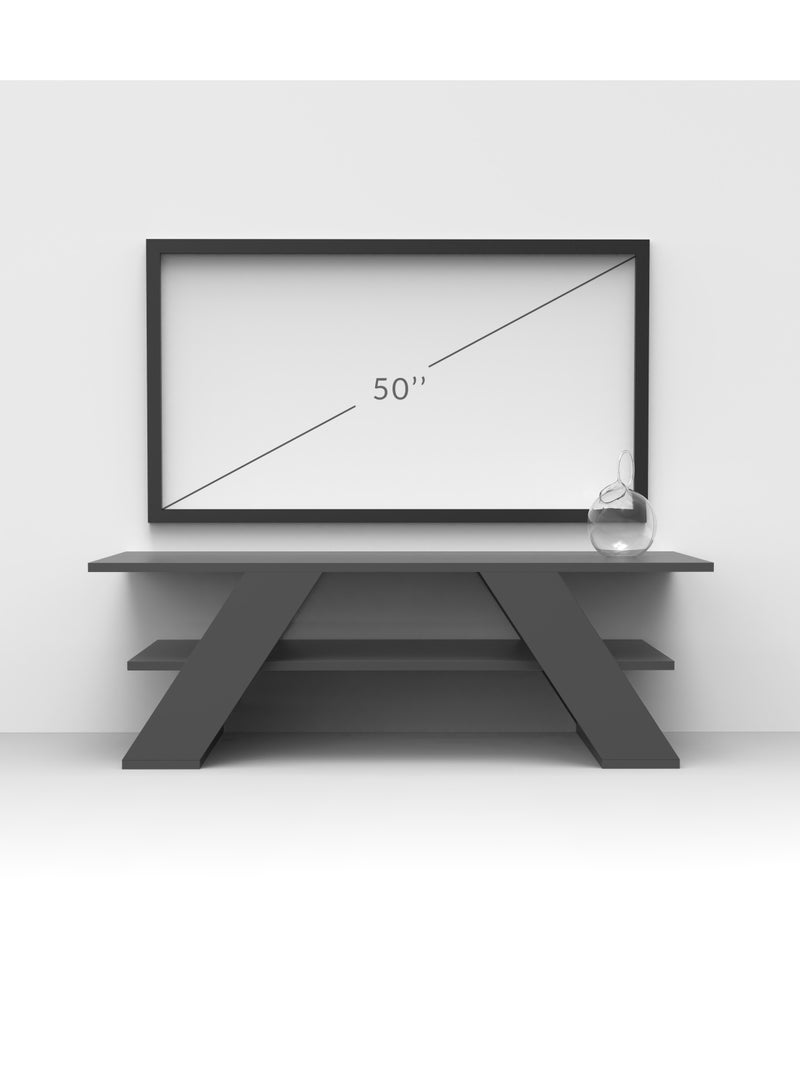 موراه حامل تلفزيون عصري من موراه هوم فارفالا، مناسب لأجهزة التلفزيون حتى ٥٠ بوصة | وحدات تلفزيون عصرية لغرفة المعيشة | خزانة تخزين خشبية برفوف من طبقتين | ١٢٠×٣٣.٥×٤٠ سم | أبيض عتيق - Image 3