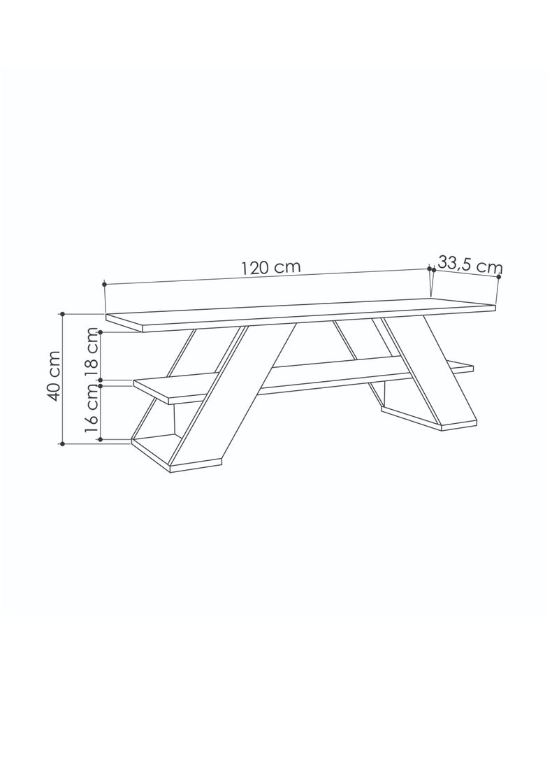 موراه حامل تلفزيون عصري من موراه هوم فارفالا، مناسب لأجهزة التلفزيون حتى ٥٠ بوصة | وحدات تلفزيون عصرية لغرفة المعيشة | خزانة تخزين خشبية برفوف من طبقتين | ١٢٠×٣٣.٥×٤٠ سم | أبيض عتيق - Image 4