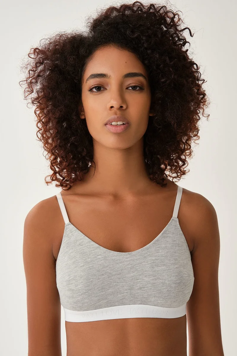 داجي Gray Melange Throw Covered Non-wired Bra