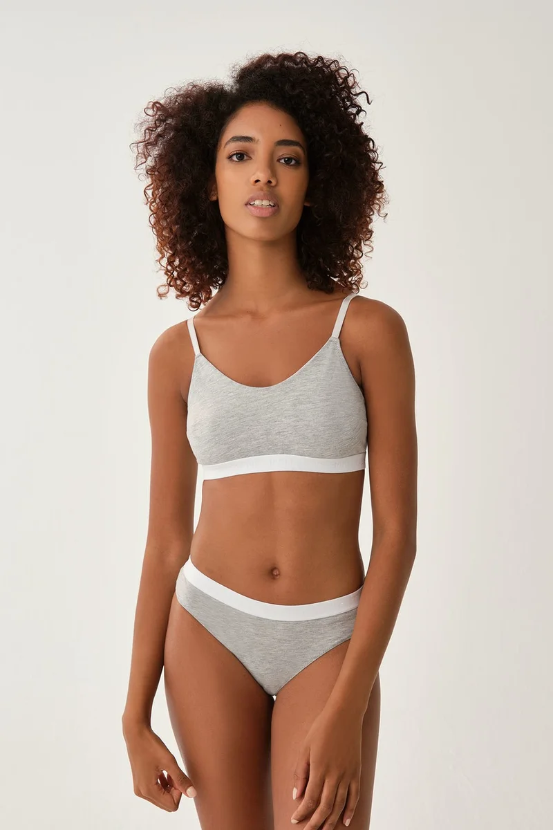 داجي Gray Melange Throw Covered Non-wired Bra
