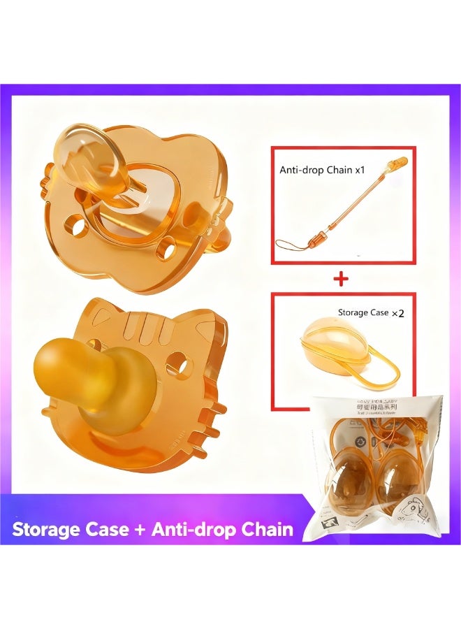 عبوة من قطعتين من لهاية الأطفال المصنوعة من السيليكون مع حقيبة تخزين وسلسلة مانعة للسقوط - خالية من مادة BPA، لهاية مضادة للمغص لحديثي الولادة والرضع والأطفال الصغار (من 0 إلى 24 شهرًا) - Image 1