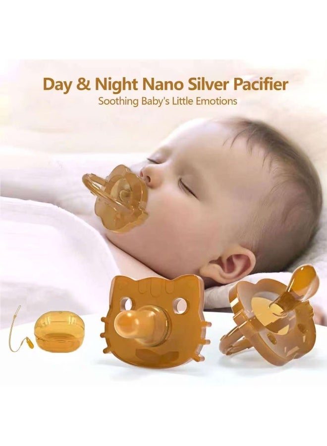 عبوة من قطعتين من لهاية الأطفال المصنوعة من السيليكون مع حقيبة تخزين وسلسلة مانعة للسقوط - خالية من مادة BPA، لهاية مضادة للمغص لحديثي الولادة والرضع والأطفال الصغار (من 0 إلى 24 شهرًا) - Image 4