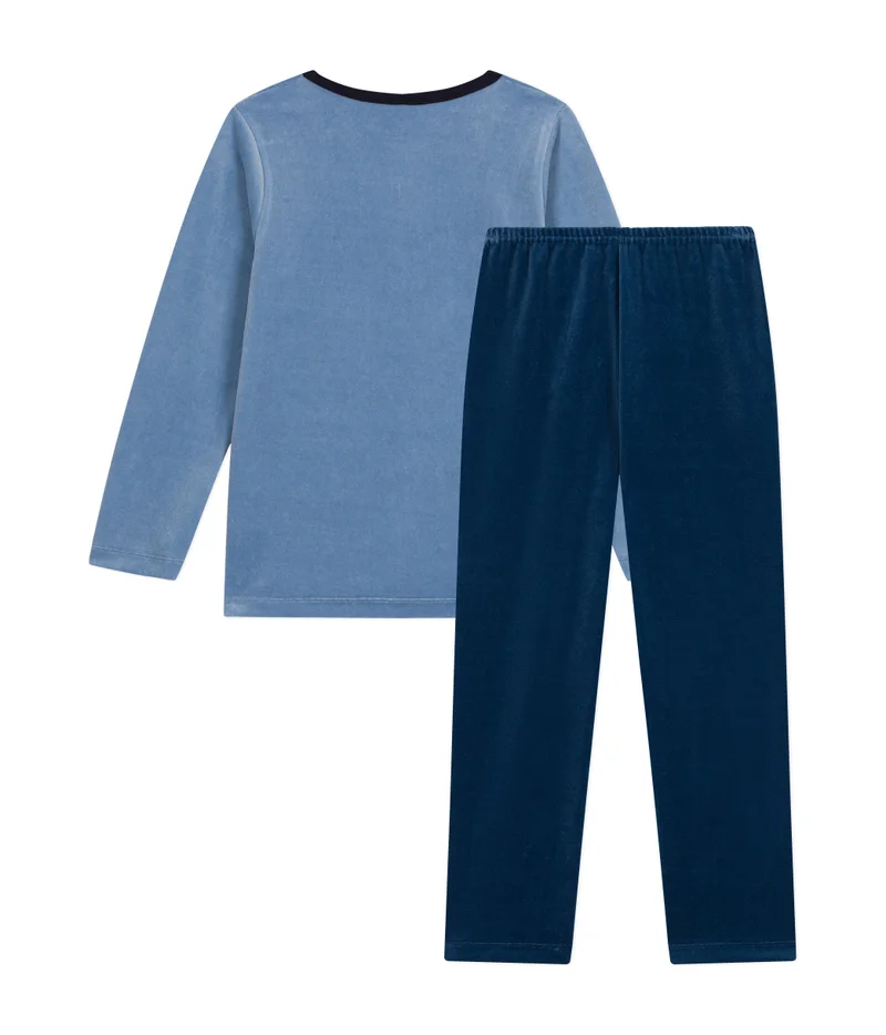 Petit Bateau Children's plain velour pyjamas