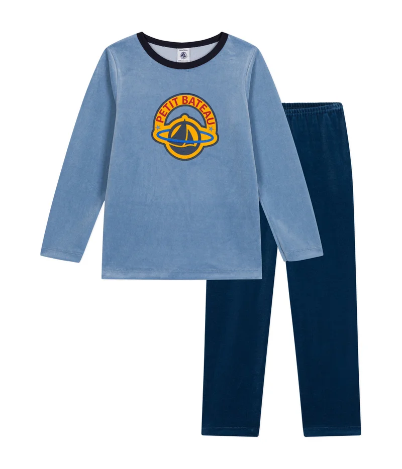 Petit Bateau Children's plain velour pyjamas