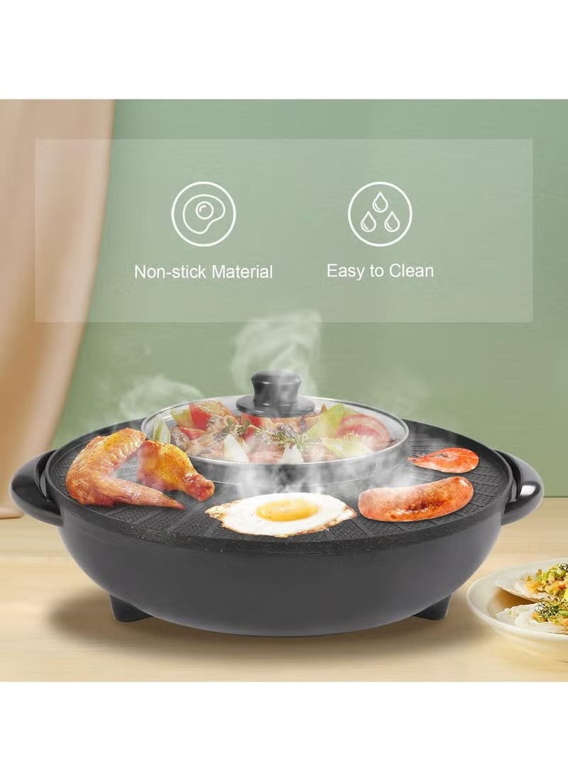Dessini Regina Electric baking Pan With Cover Non-Stick Coating Hot Pot with Grill and BBQ Machine,Grill Pan for 3-6 People Survings Family Party 220V/1500W Round Shape Black）  - Image 2