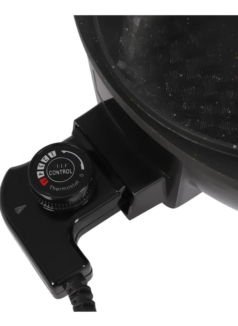 Dessini Regina Electric baking Pan With Cover Non-Stick Coating Hot Pot with Grill and BBQ Machine,Grill Pan for 3-6 People Survings Family Party 220V/1500W Round Shape Black）  - Image 4