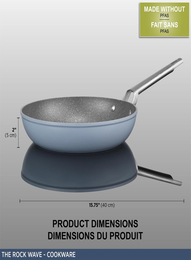 Starfrit The Rock Wave 20cm (8") Non-Stick Fry Pan with Wave.Tec Non-Slip Handle - Aluminum - Oven Safe - PFOA Free - Easy to Clean - Blue - Image 5