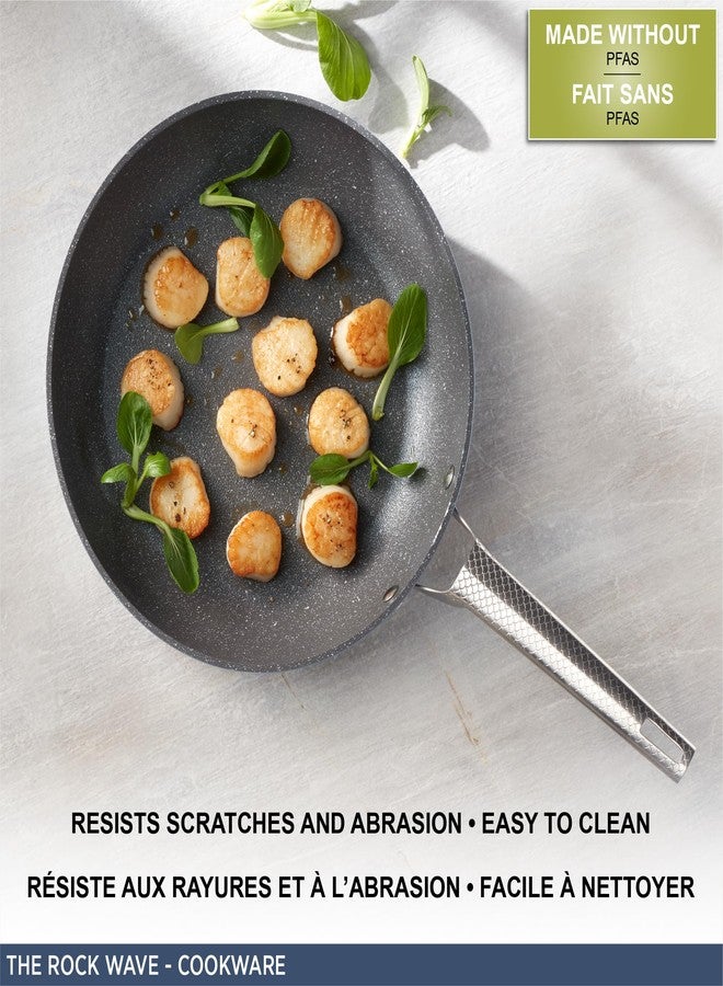 Starfrit The Rock Wave 20cm (8") Non-Stick Fry Pan with Wave.Tec Non-Slip Handle - Aluminum - Oven Safe - PFOA Free - Easy to Clean - Blue - Image 2