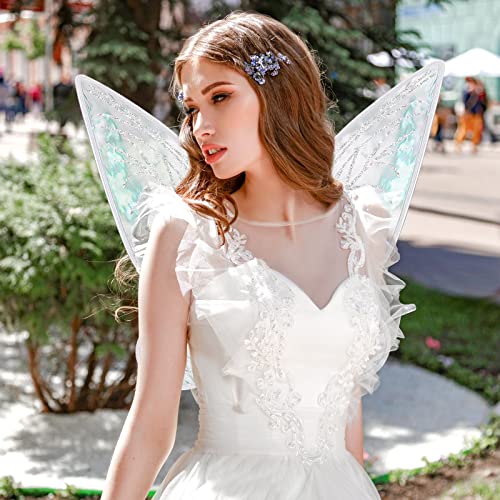 quescu Fairy Wings for Adults,Butterfly Wings for Girls,Angel Wings,Fairy Costume for Women Halloween Dress Up Party Favor (Silver) - Image 4