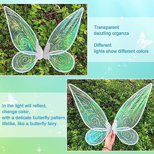 quescu Fairy Wings for Adults,Butterfly Wings for Girls,Angel Wings,Fairy Costume for Women Halloween Dress Up Party Favor (Silver) - Image 5