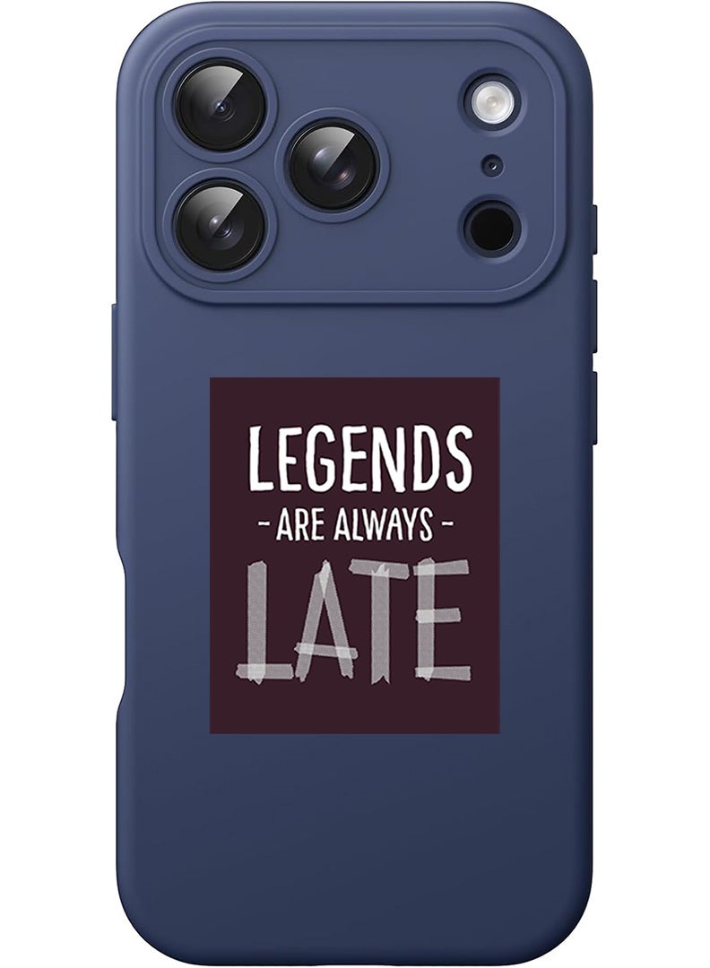 Theodor Protective Slim Fit Case Liquid Silicone Cover with Full Body Protection Anti-Scratch Shockproof Case For Apple iPhone 17 Pro (Blue) legends are always late - Image 1