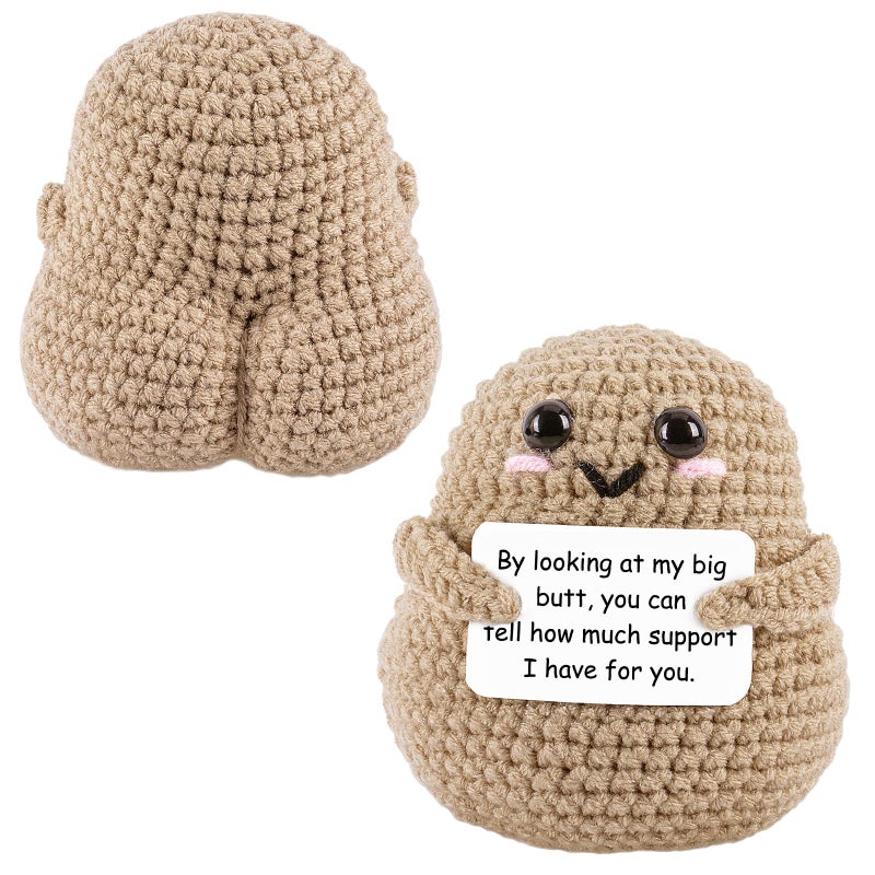 A AIFAMY Big Butt Potato Funny Crochet Potato with Positivity Affirmation Card for Hilarious Encouragement Gag Gifts - Image 3