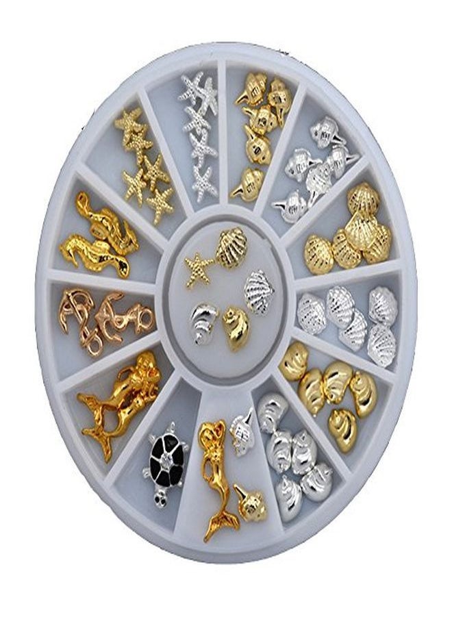 enForten - 1 Box Seashell Starfish Mermaid 3D Decorations Ocean Nail Deco - Image 1