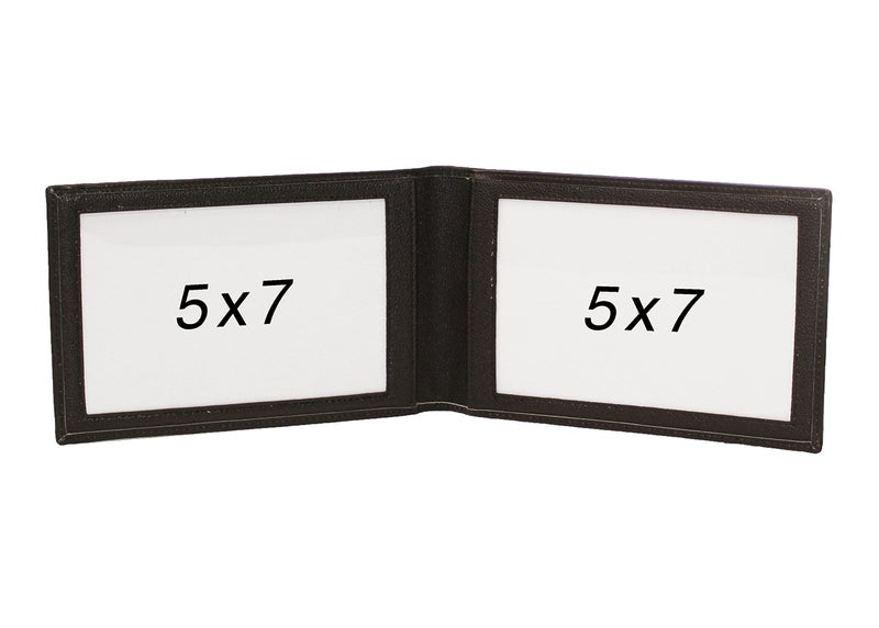 Karandu Double 5x7 Landscape Leather Picture Frame - Black - Image 3